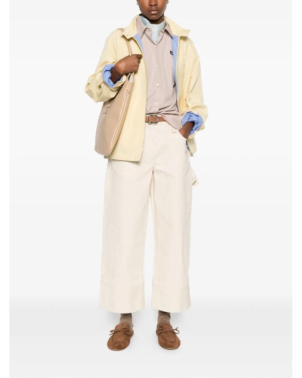 Miu Miu Natural Long-Sleeved Zipped Jacket