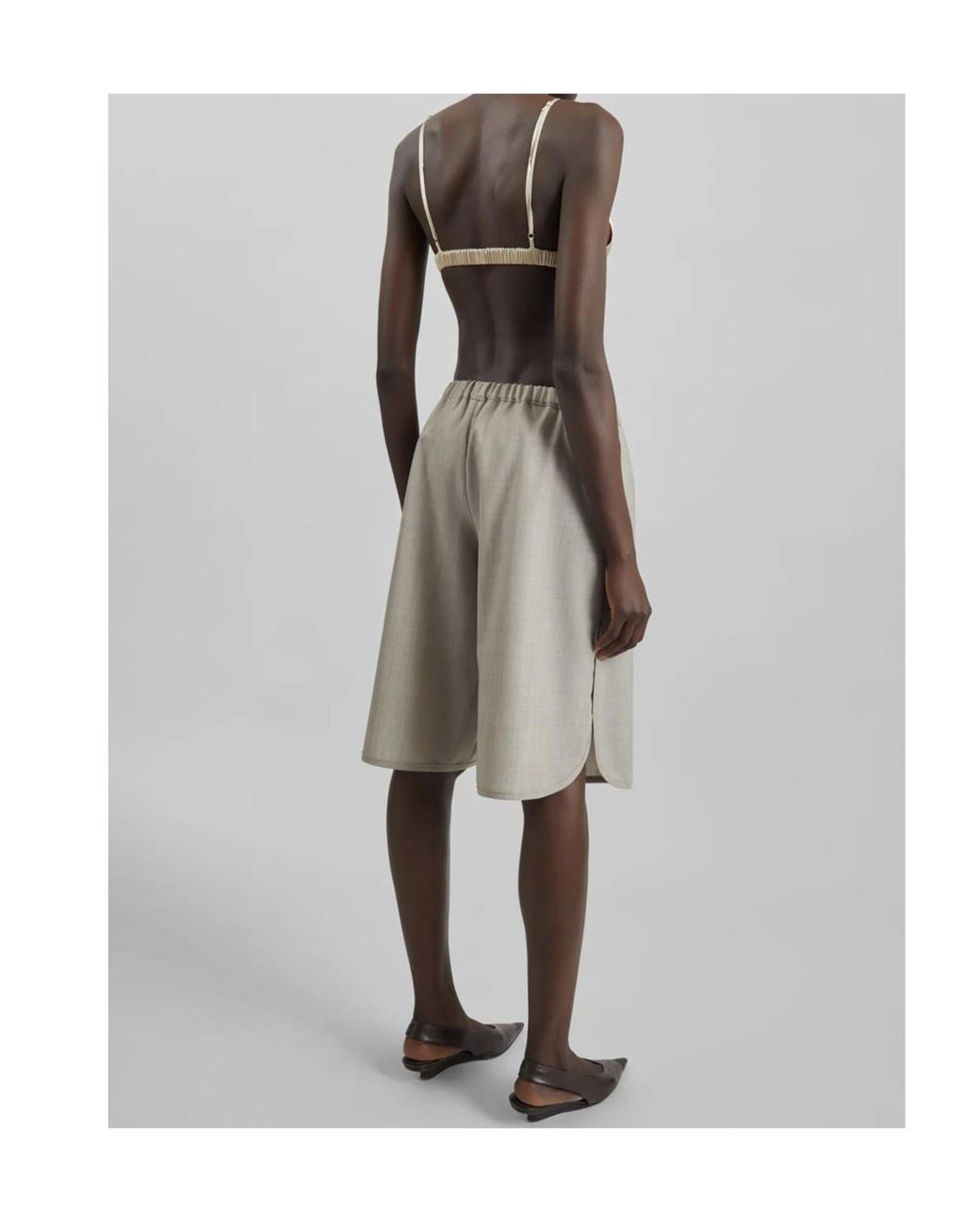 Frankie Shop Gray Elastic Waist Bermuda Shorts