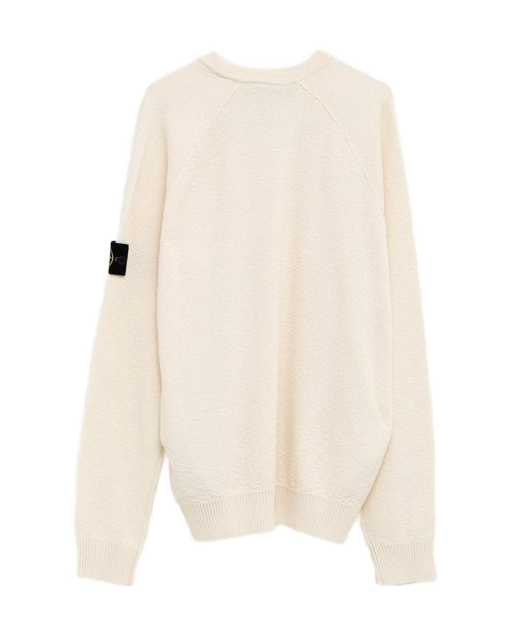 Stone Island Natural Logo Patch Crew Neck Knitted Sweater for men