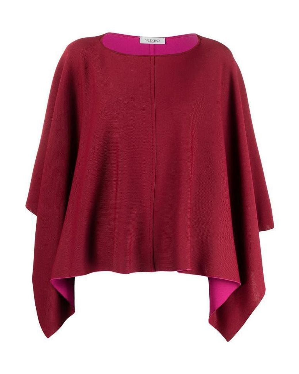 Valentino Red Asymmetrical Draped Cape