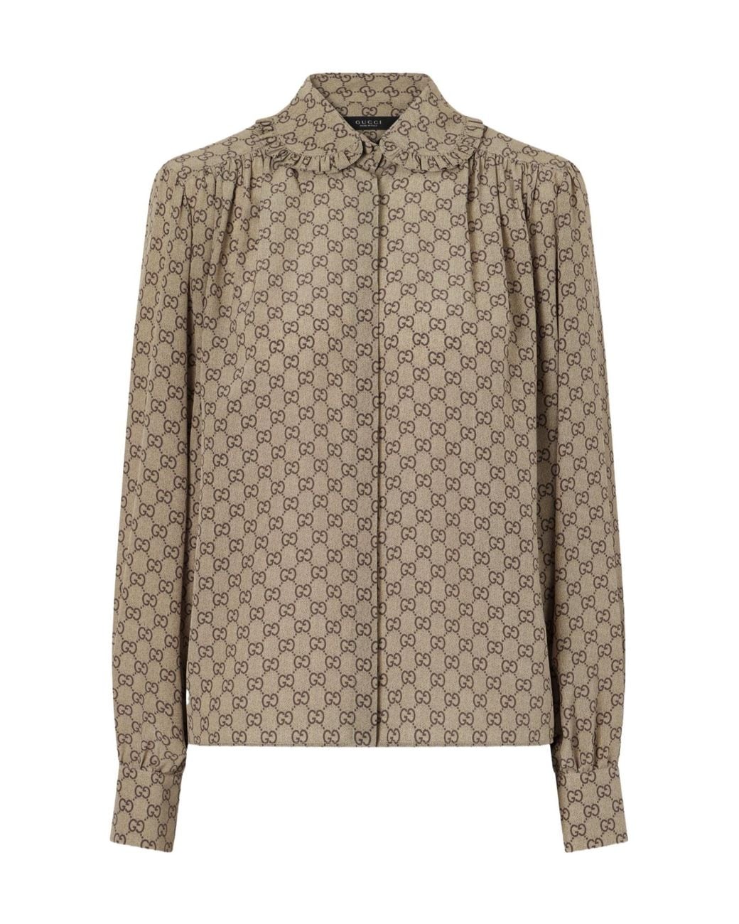 Gucci Brown Printed Crêpe De Chine Shirt