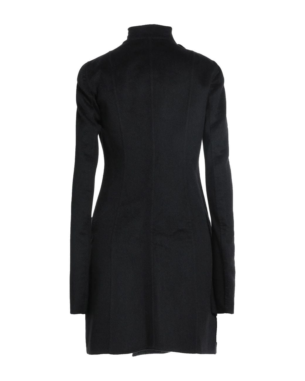 Rick Owens Black Minimalist Long-Sleeved Turtleneck Coat
