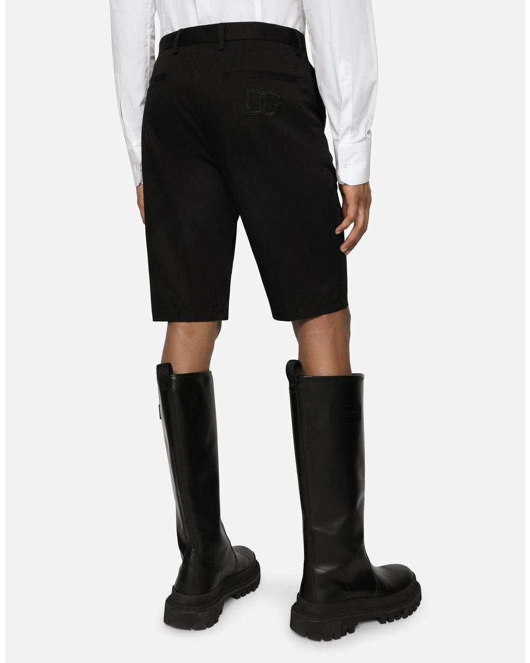 Dolce & Gabbana Black Logo-Patch Bermuda Shorts for men