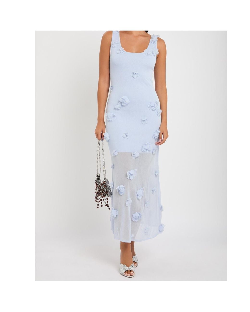 Jonathan Simkhai Blue Floral-Appliqué Midi Dress