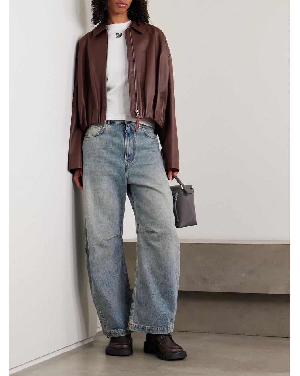 Loewe Brown Balloon Leather Jacket