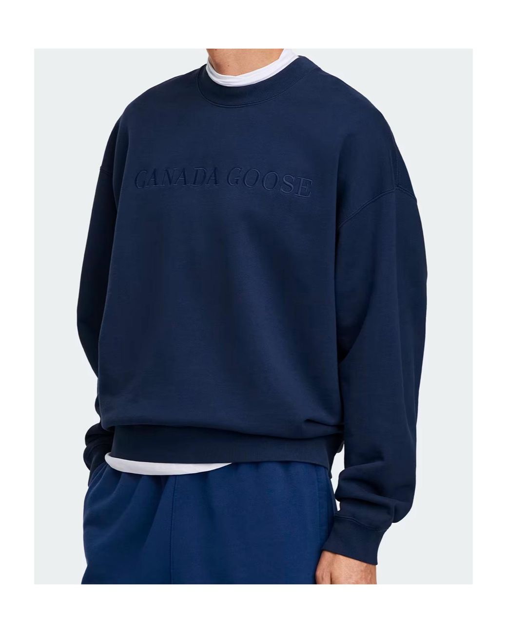 Canada Goose Blue Embroidery Crew Sweatshirt for men