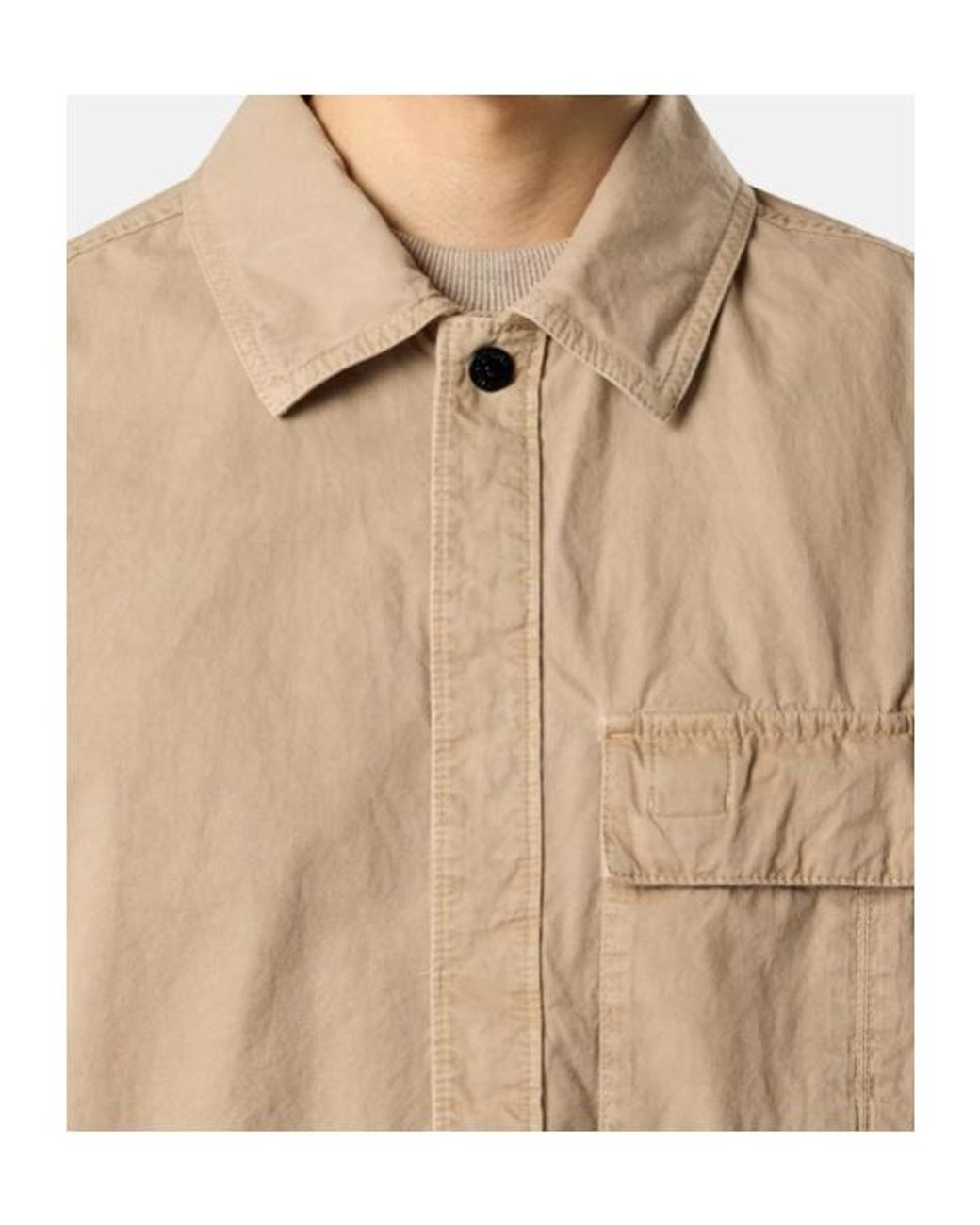Stone Island Natural Short Sleeve Logo Patch Shirt for men