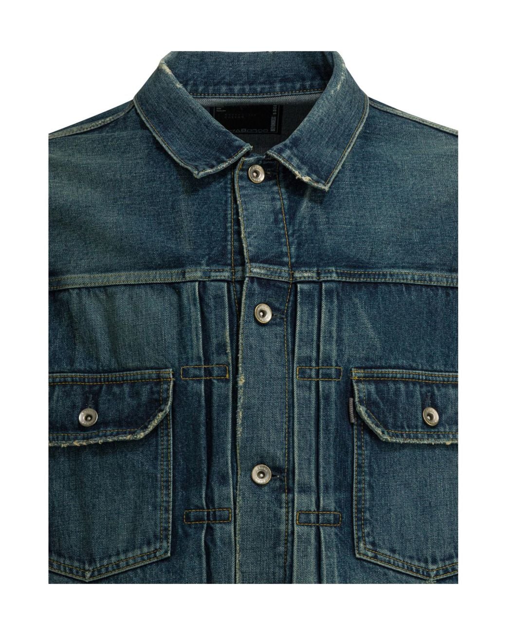 Sacai Green Checked-Lining Denim Jacket for men