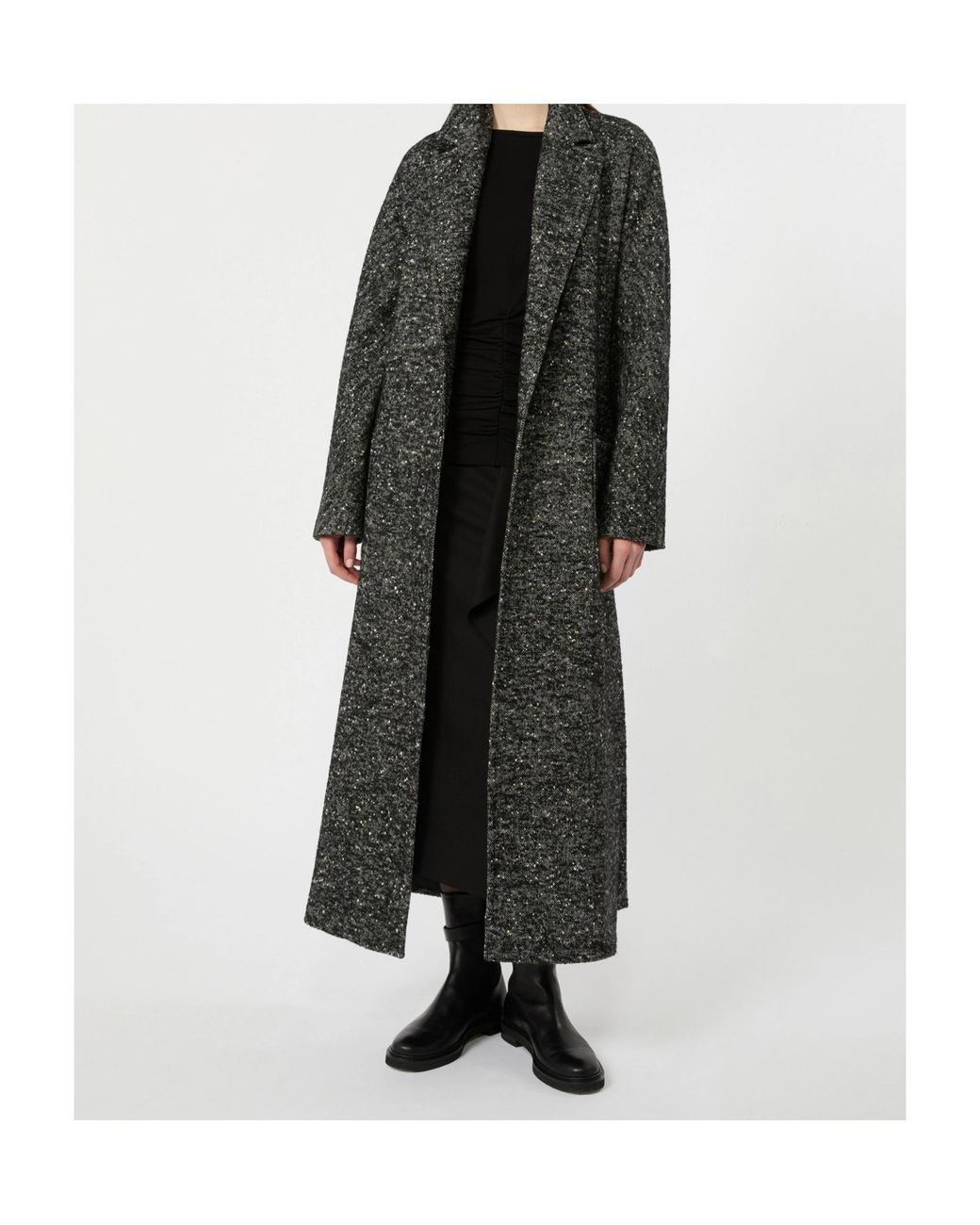 Max Mara Black Studio Eroso Belted Tweed Coat