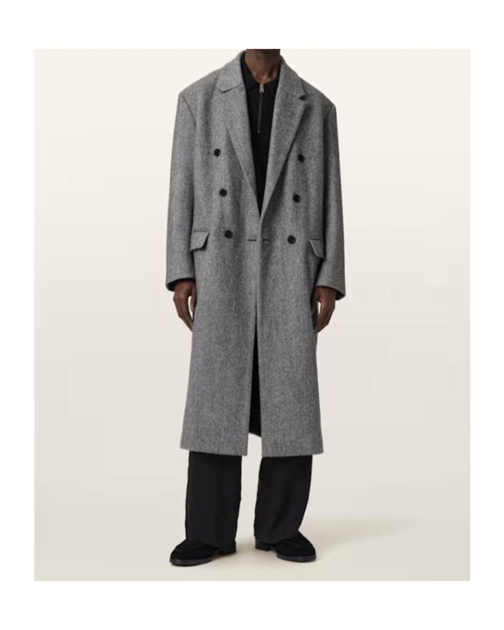 AllSaints Gray Ezra Oversized Wool Coat for men
