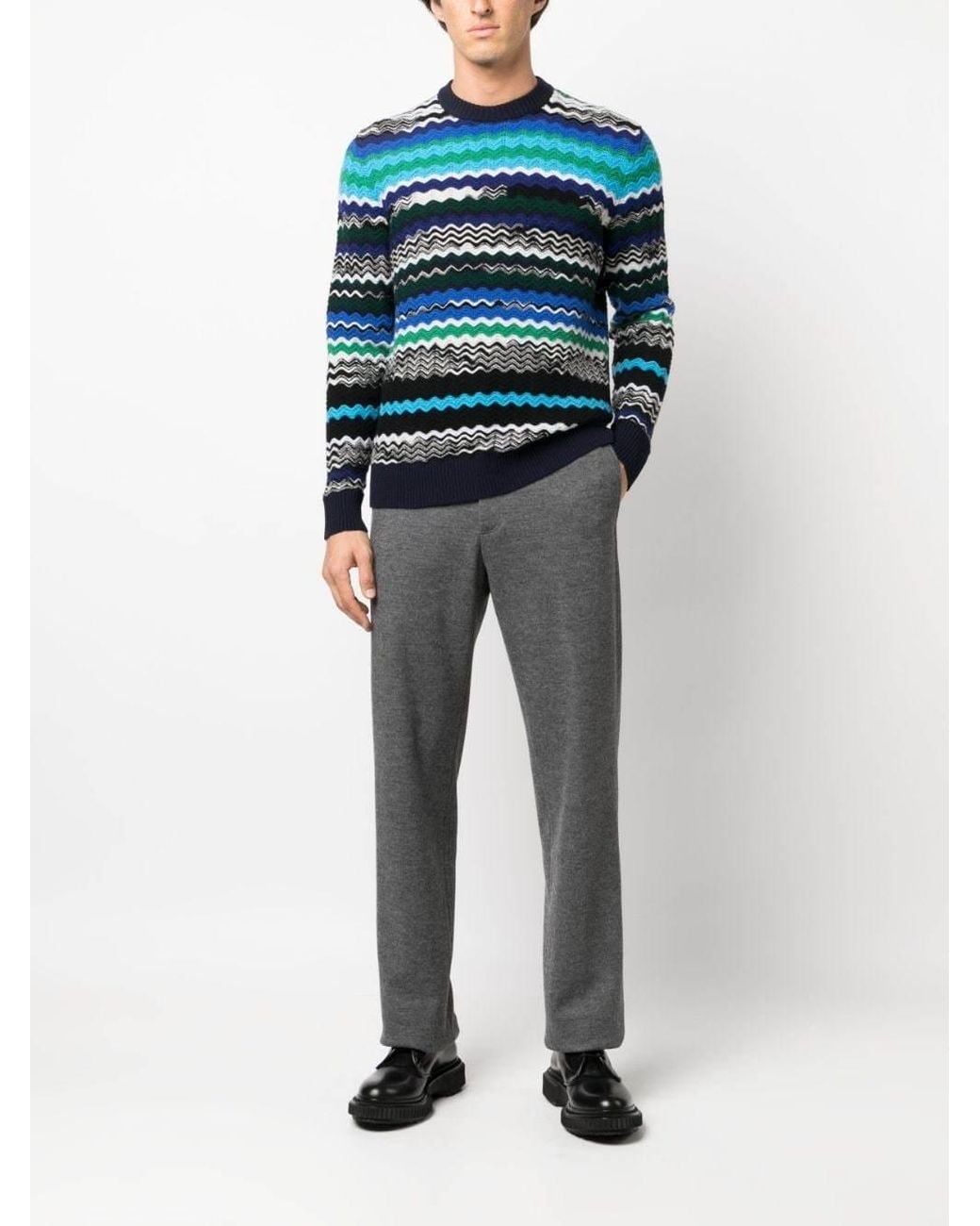 Missoni Blue Round-Neck Knitwear for men