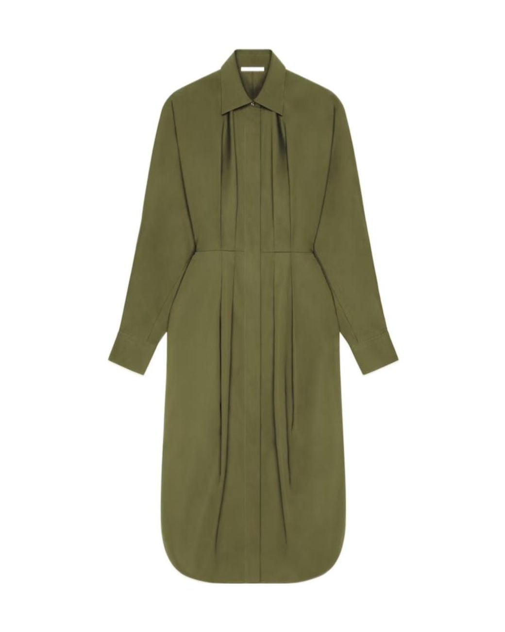 Givenchy Green Collared Poplin Long Shirt Dress