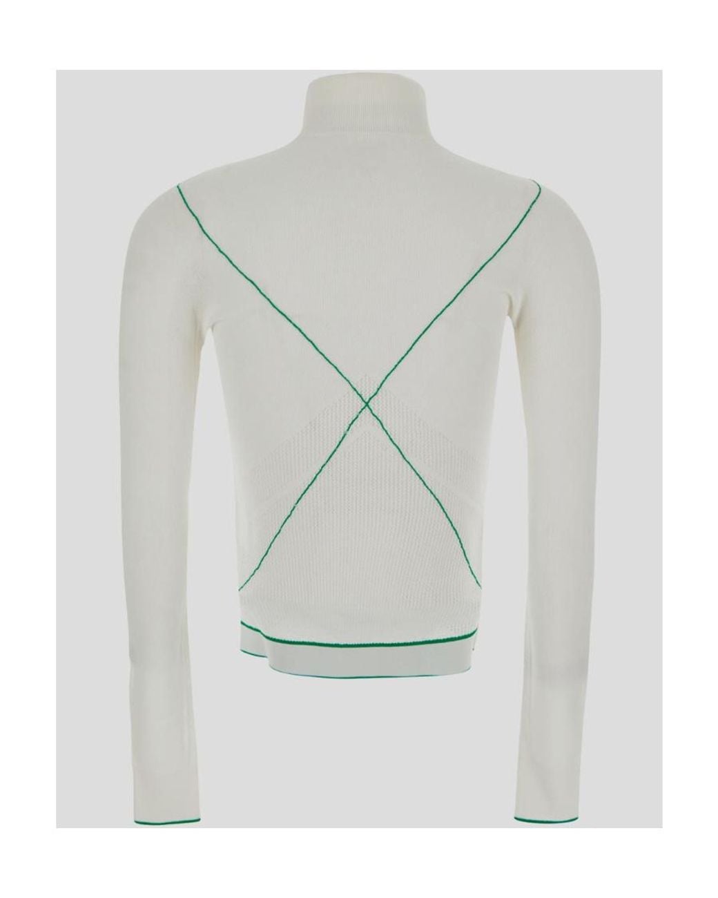 Bottega Veneta Blue Turtleneck Contrast Stitched Jumper