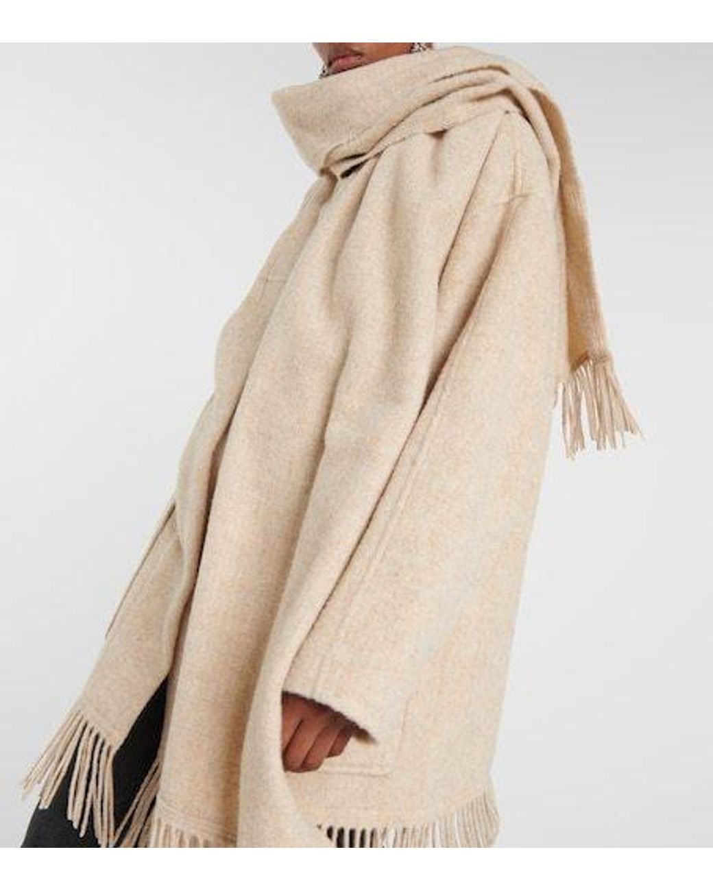 Isabel Marant White Faty Scarf-Detailed Wool-Blend Coat