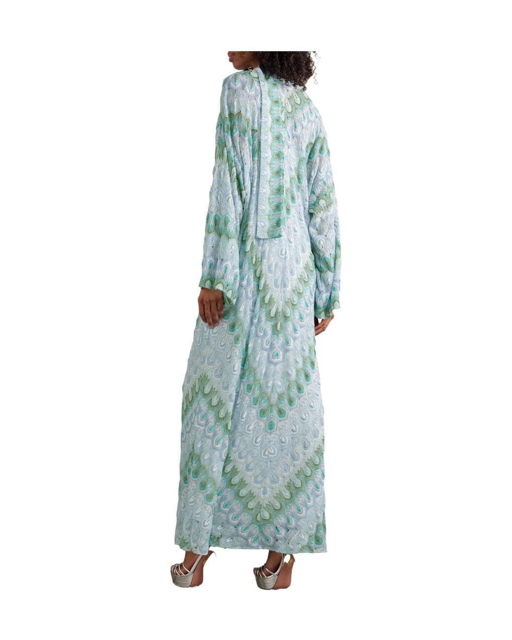 Missoni Blue Gradient Feather Print Long Cover-Up