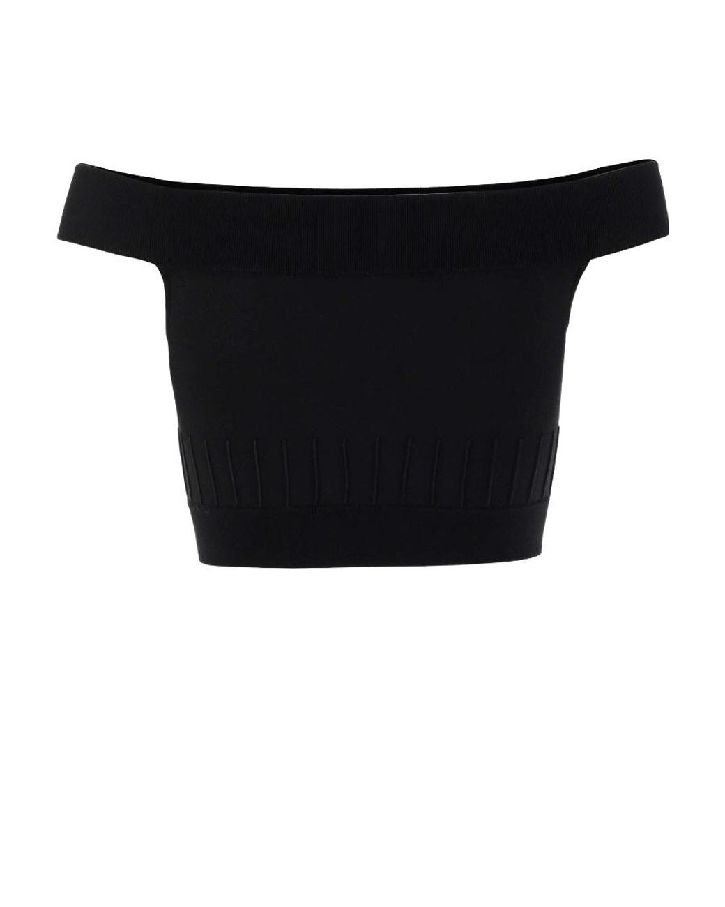 McQueen Black Off-Shoulder Knitted Top