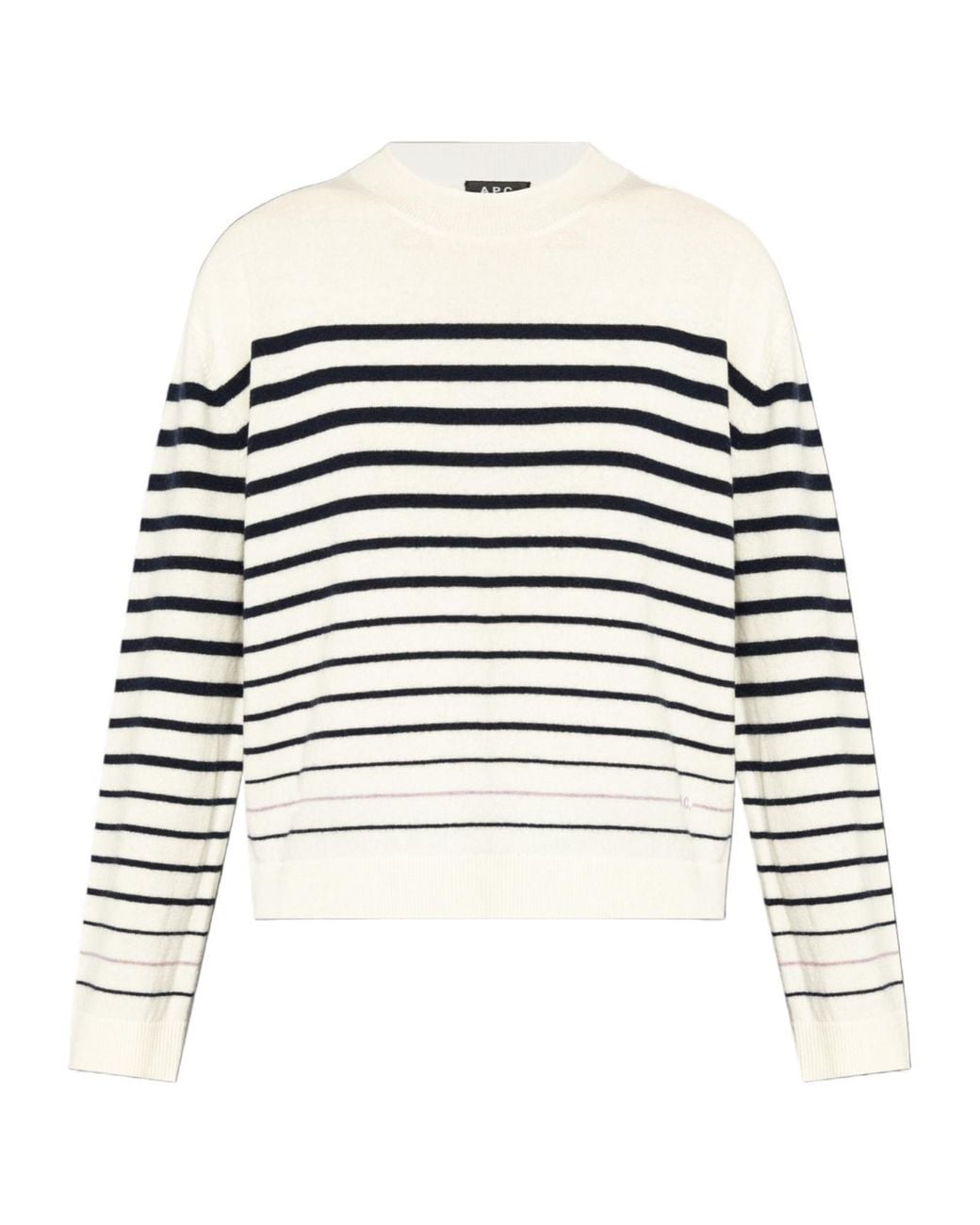 A.P.C. White Striped Knit Jumper