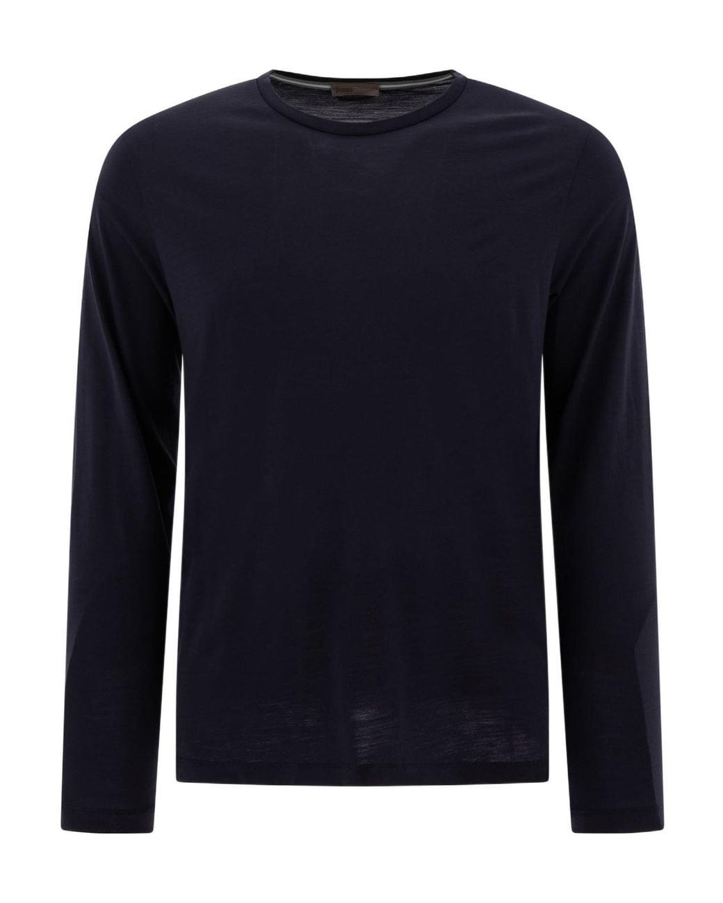 Herno Blue Long-Sleeved Crewneck Knitted T-Shirt for men