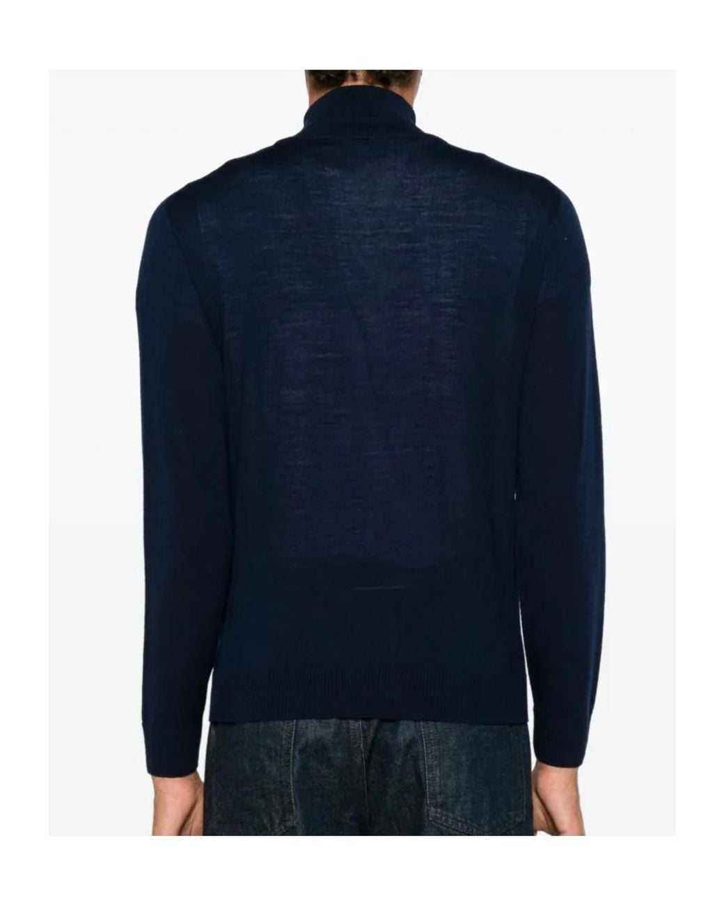 Canali Blue Quarter-Zip Knitted Sweater for men
