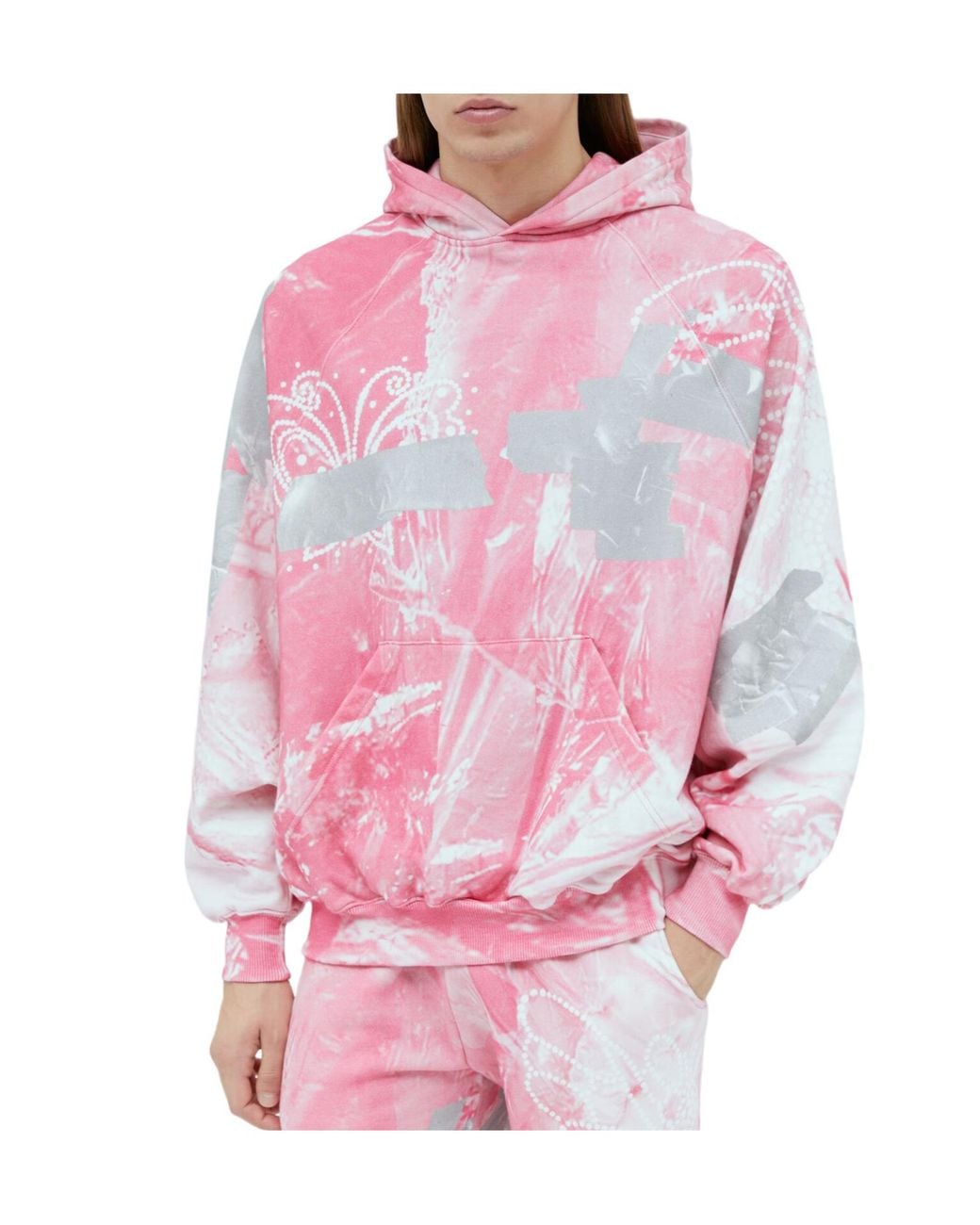 PRAYING Pink Trash Hooded Sweatshirt for men