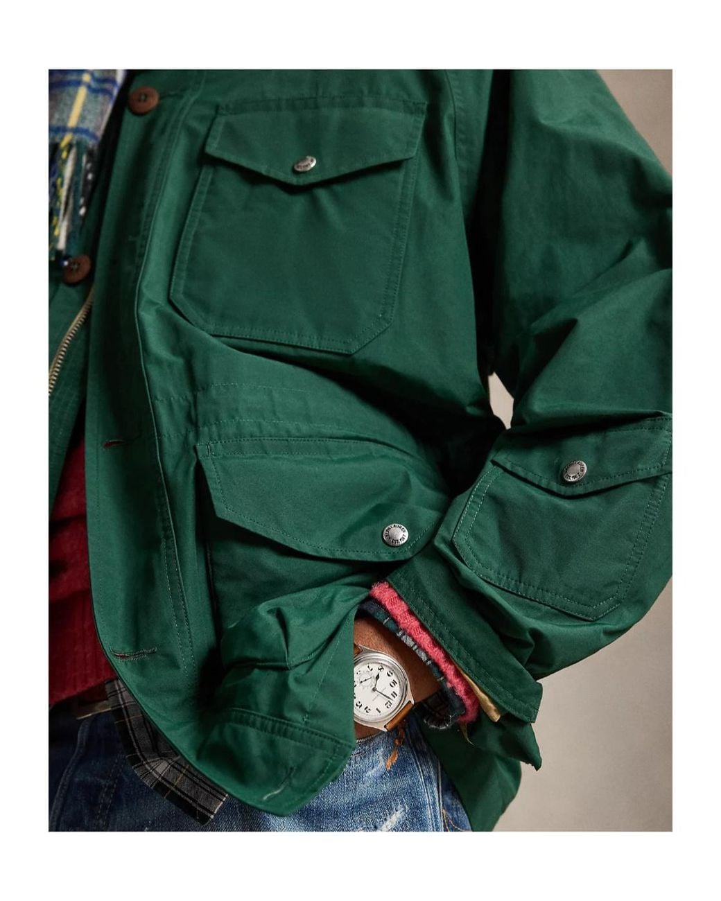 Polo Ralph Lauren Green Hooded Multi-Pocket Coat for men