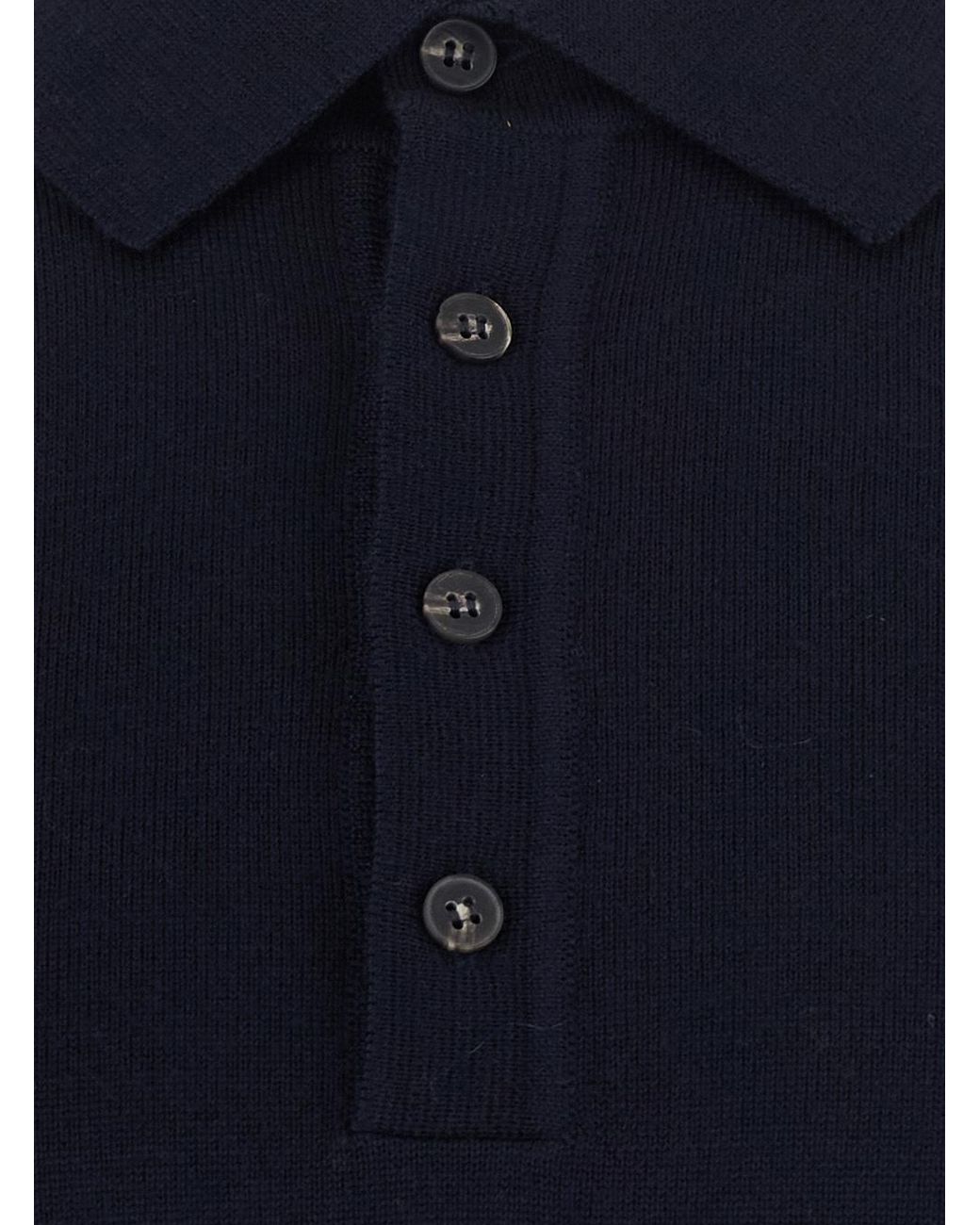 Kangra Cashmere Blue Long-Sleeve Polo-Collar Sweater for men
