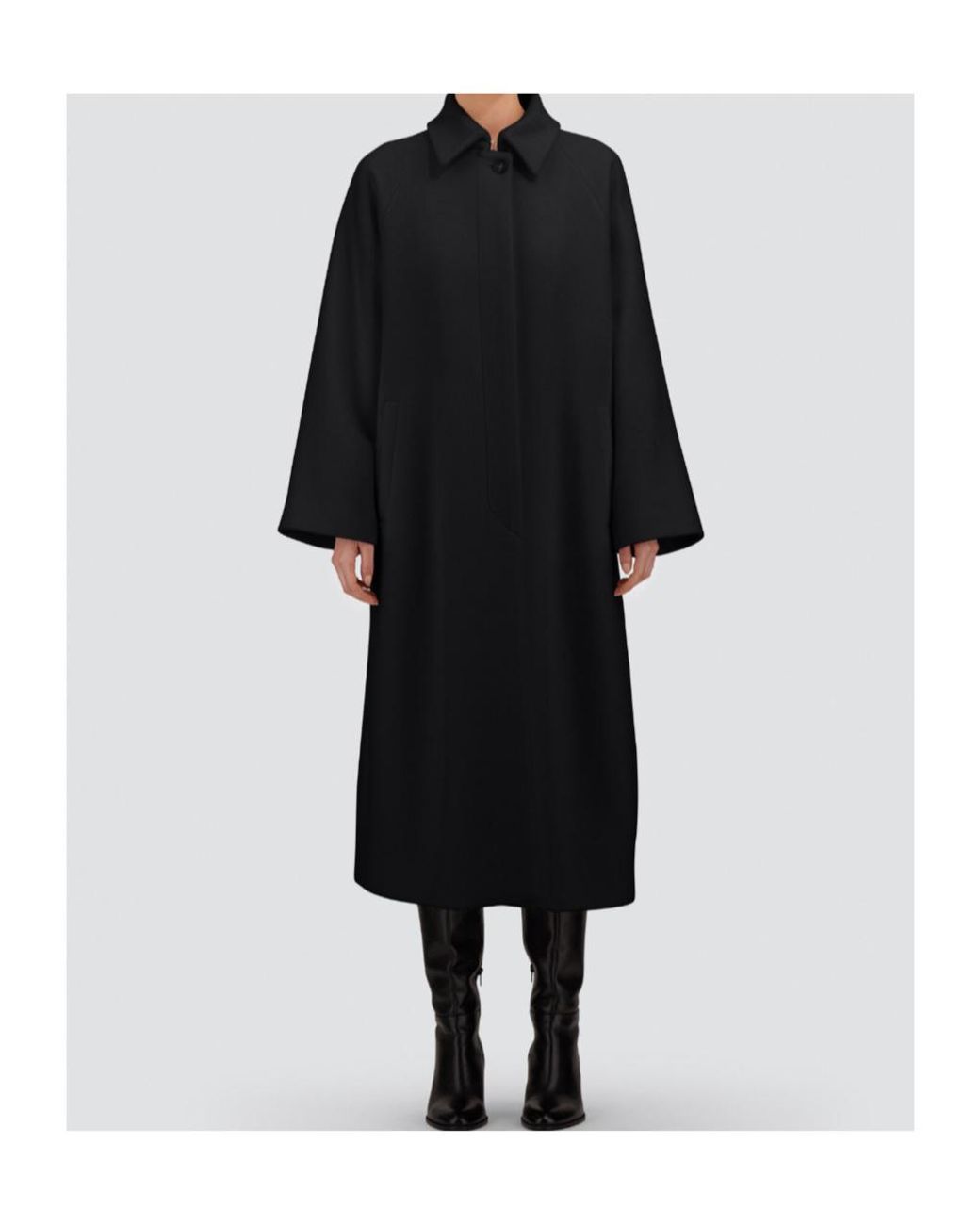 Herno Black Single-Breasted Wool Cloth Coat
