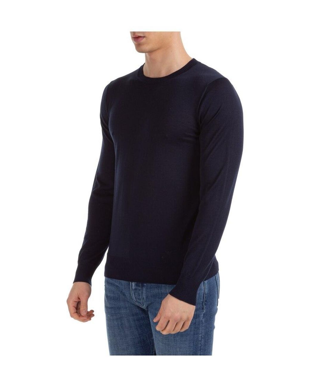 Emporio Armani Blue Crewneck Knitted Jumper for men