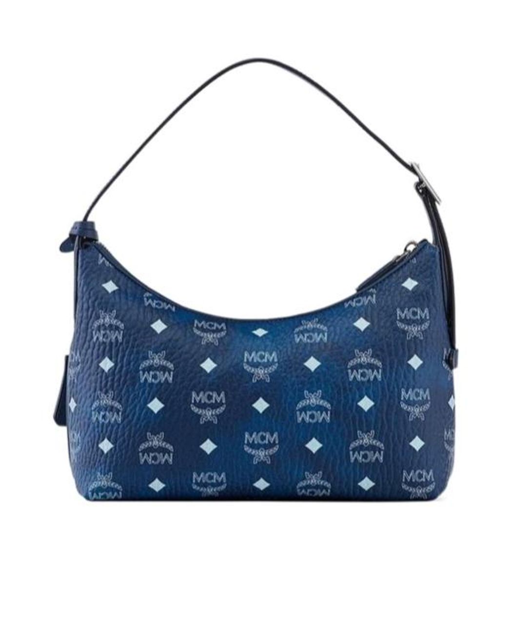 MCM Blue Small Aren Visetos Zipped Crossbody Bag