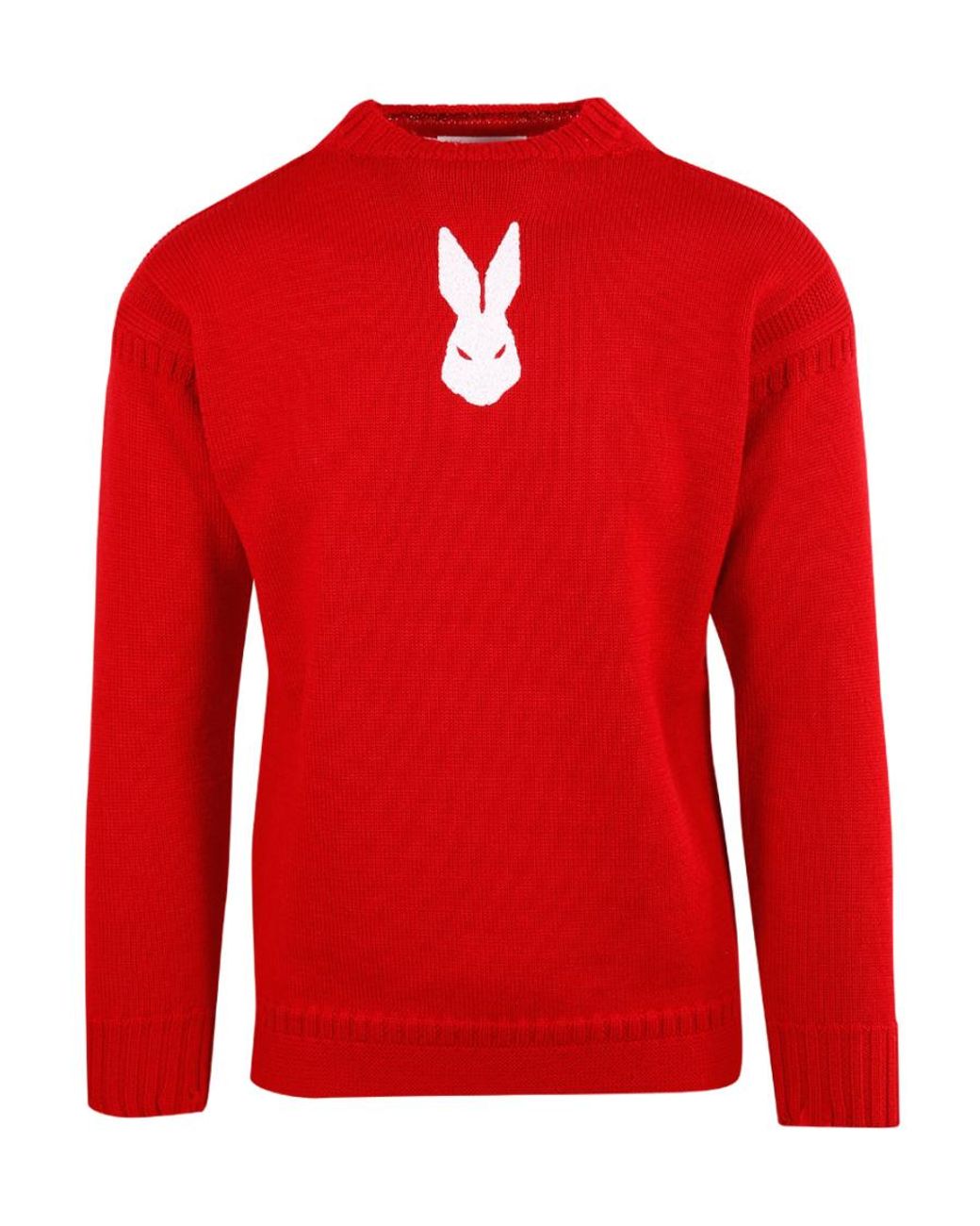 Maison Margiela Red Distressed Effect Ribbed Knit Jumper for men