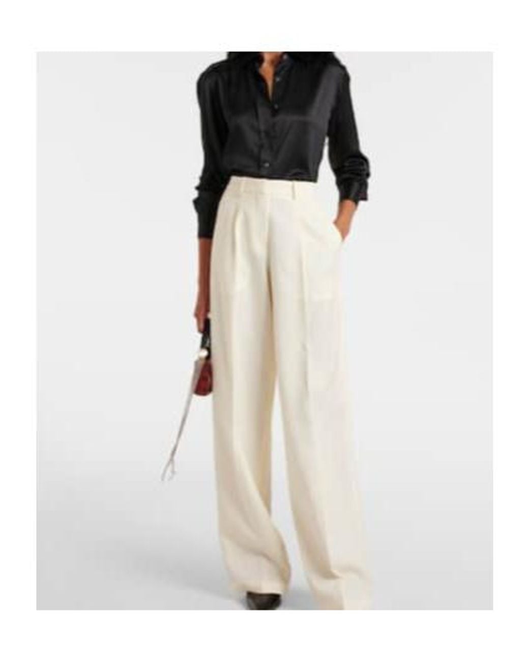 Magda Butrym White Wool And Silk Wide-Leg Pants