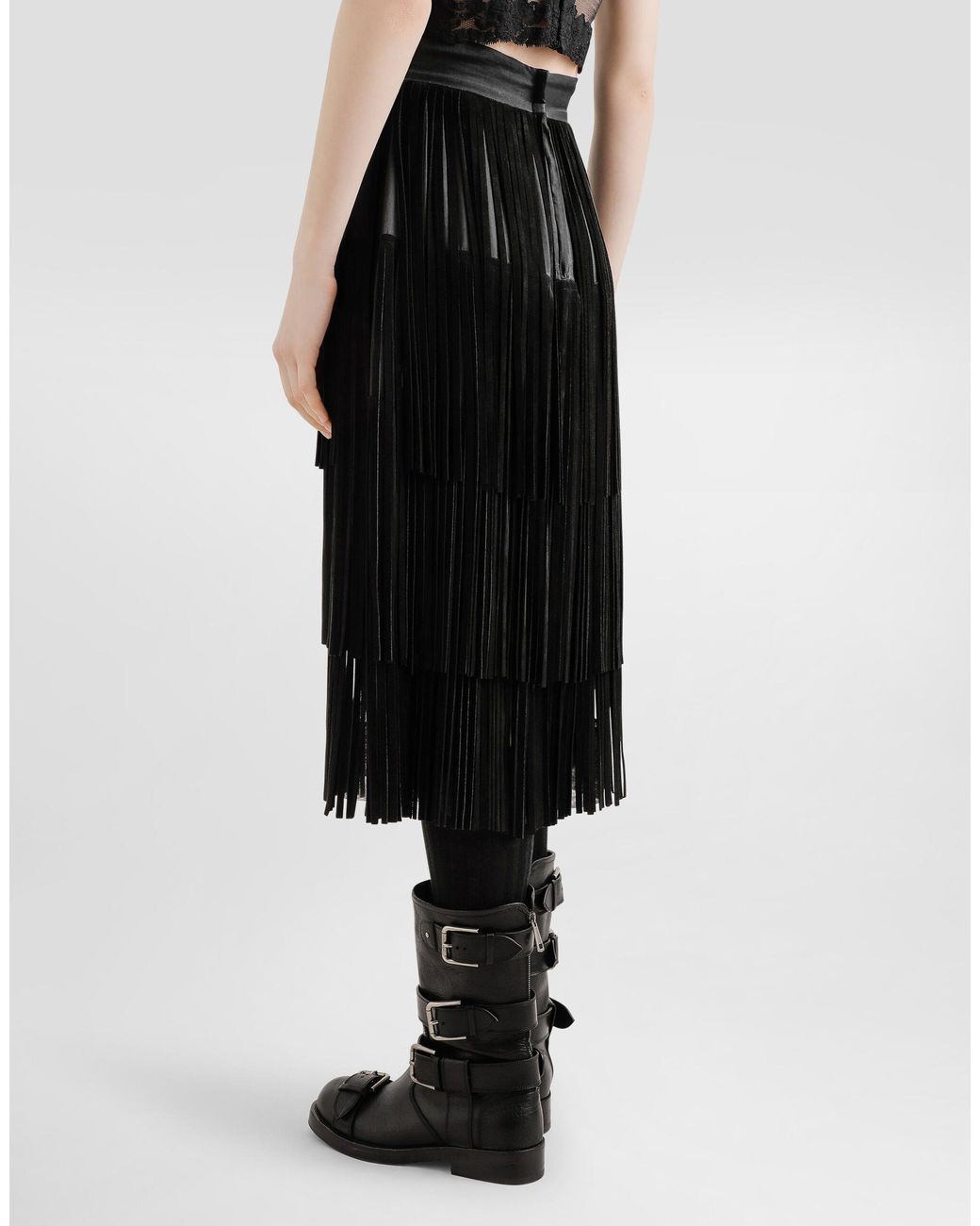 Dolce & Gabbana Black Silk Organza Midi Skirt