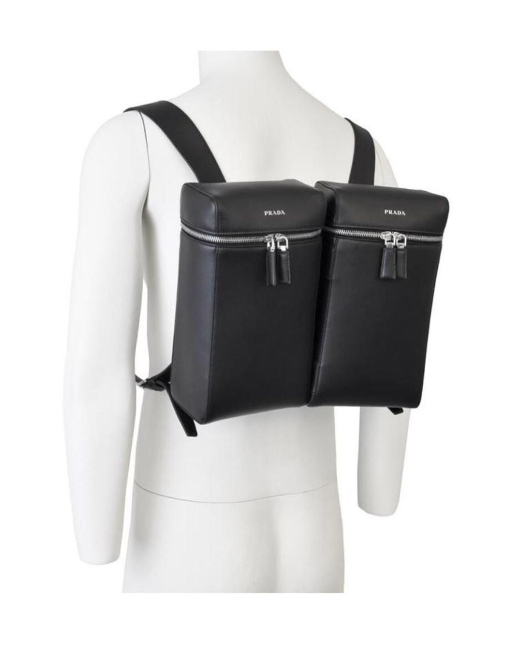 Prada Black Double Leather Backpack for men