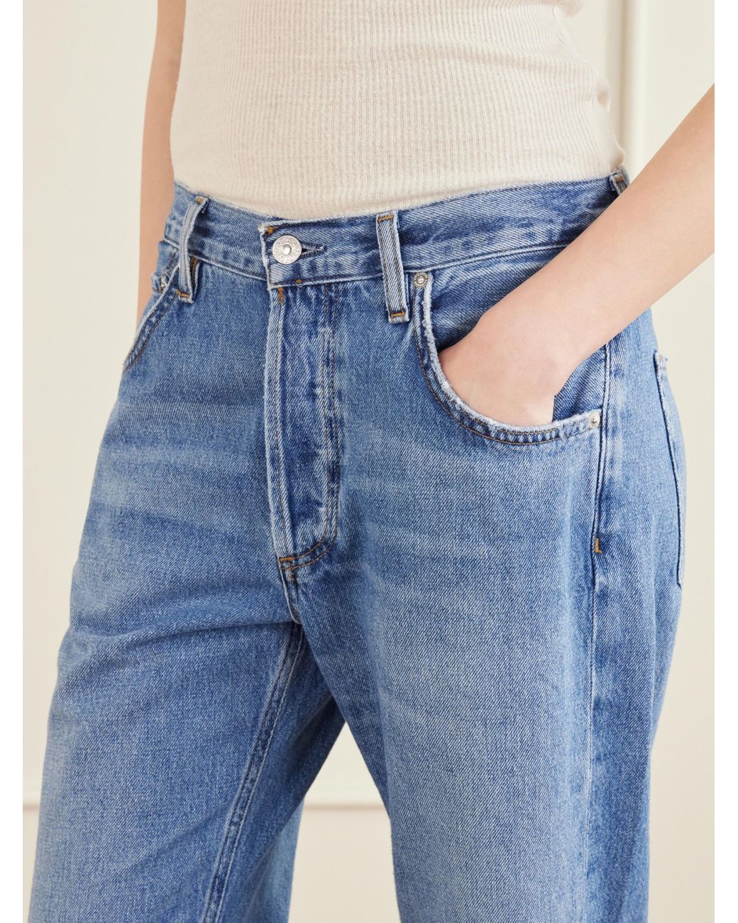 Citizens of Humanity Blue Mid-Rise Straight-Leg Boyfriend Jeans