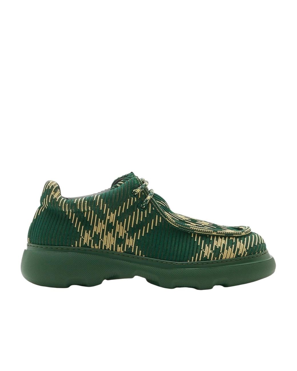 Burberry Green Ekd Check-Printed Lace-Up Derby Shoes for men