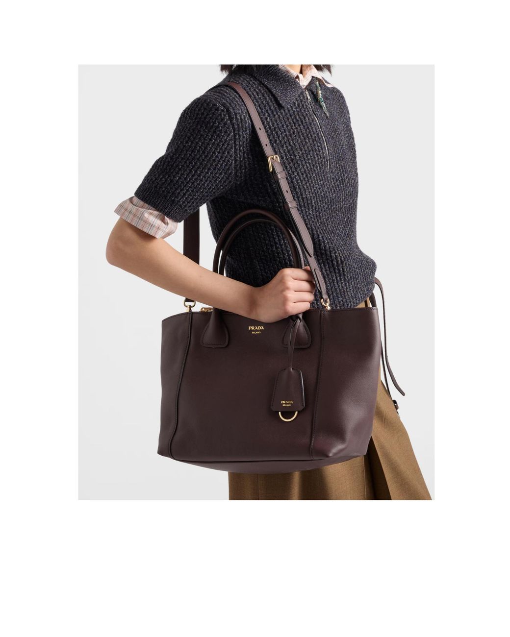 Prada Brown Large Leather Tote Bag