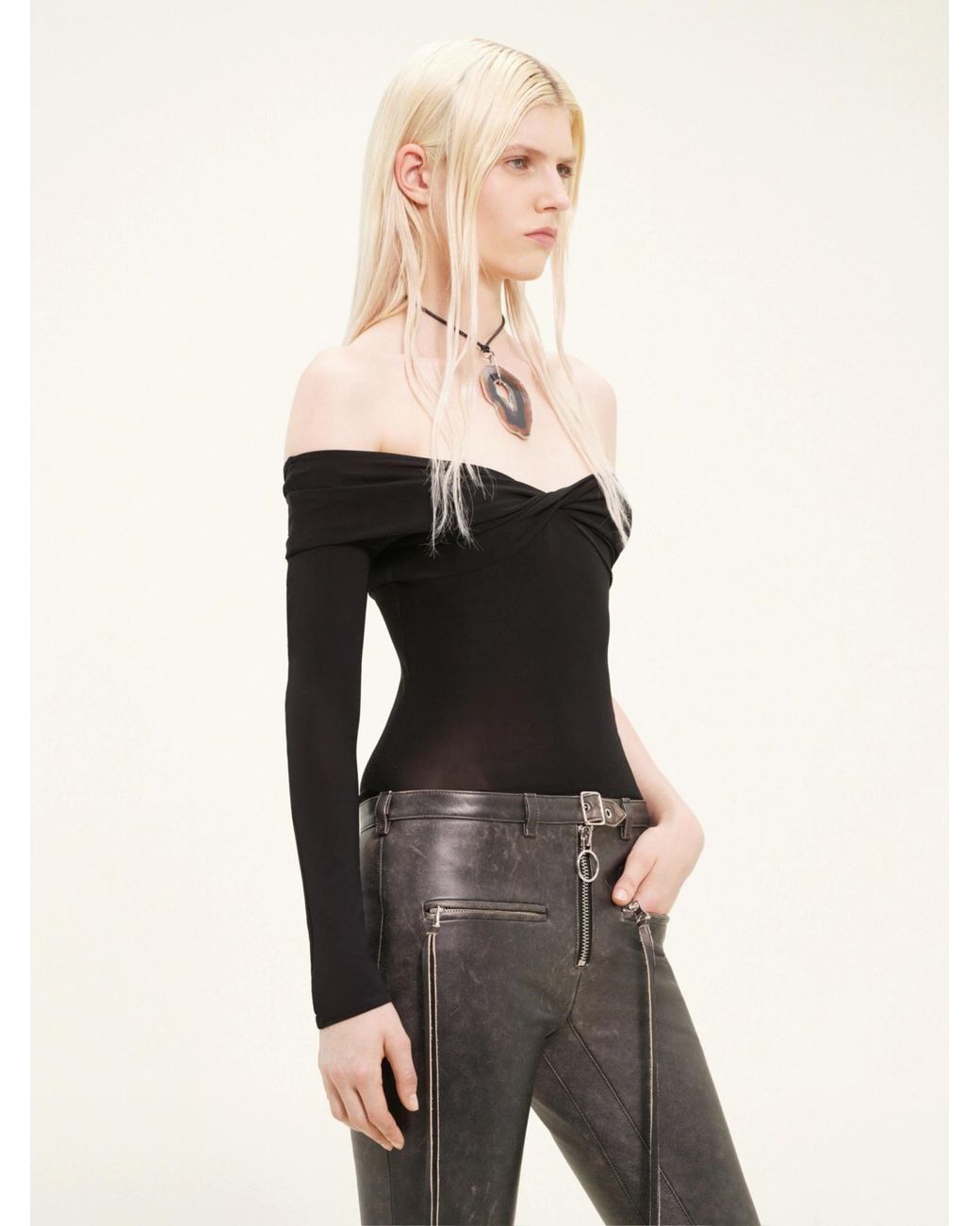 Courreges Black Twisted Single-Sleeve Jersey Top