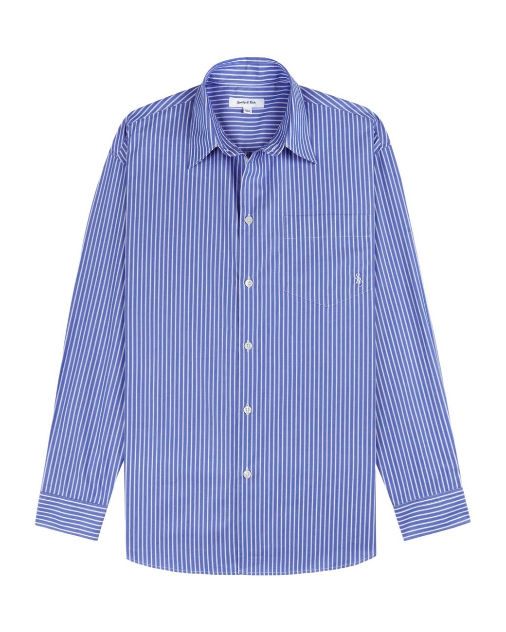 Sporty & Rich Blue Oversized Striped Shirt