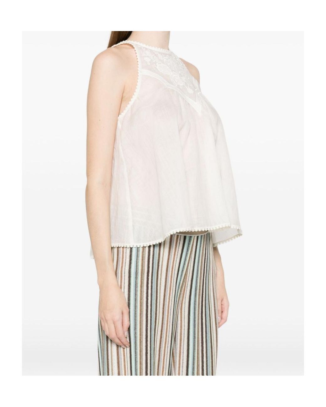 Twinset White Sleeveless Round-Neck Blouse