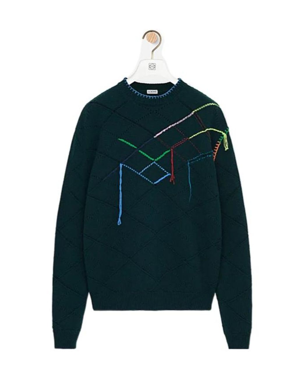 Loewe Green Long-Sleeved Wool Sweater for men