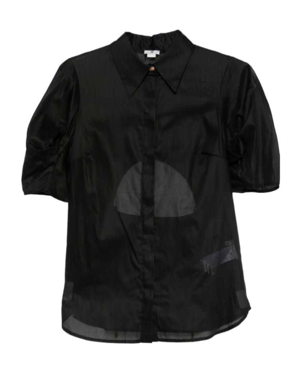 Elisabetta Franchi Black Puff-Sleeve Shirt