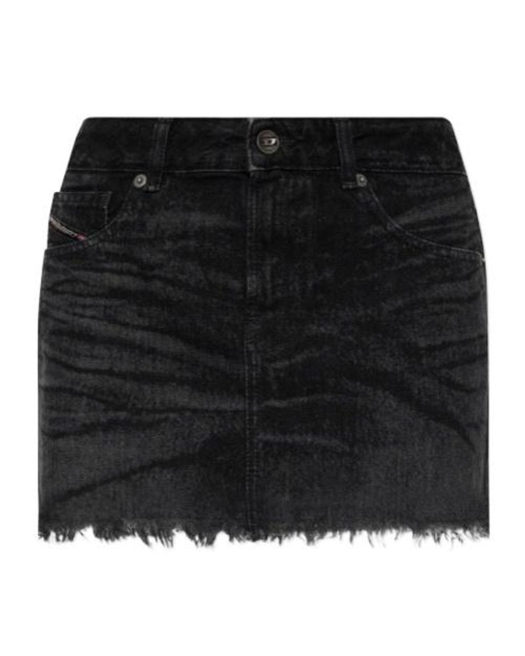 DIESEL Black De-Ron-S5 Frayed Mini Skirt