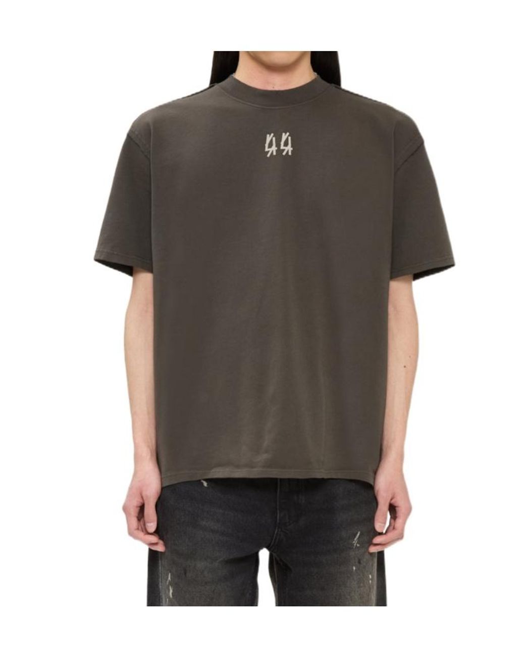 44 Label Group Gray Oversized Logo Print T-Shirt for men