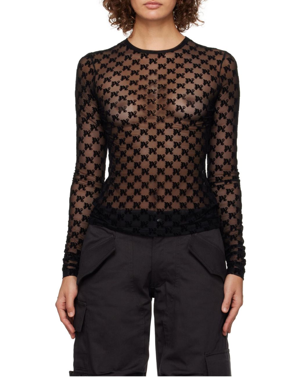 Palm Angels Black Long Sleeve Tops