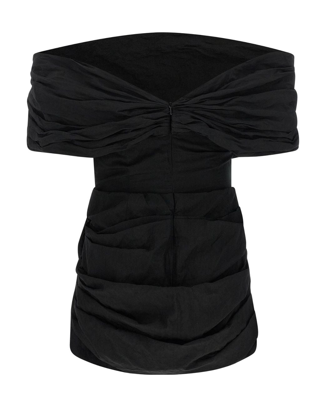 Magda Butrym Black Ruched Off-The-Shoukder Mini Dress