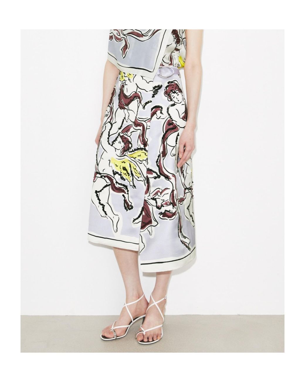 Tory Burch White Printed Satin Skirt