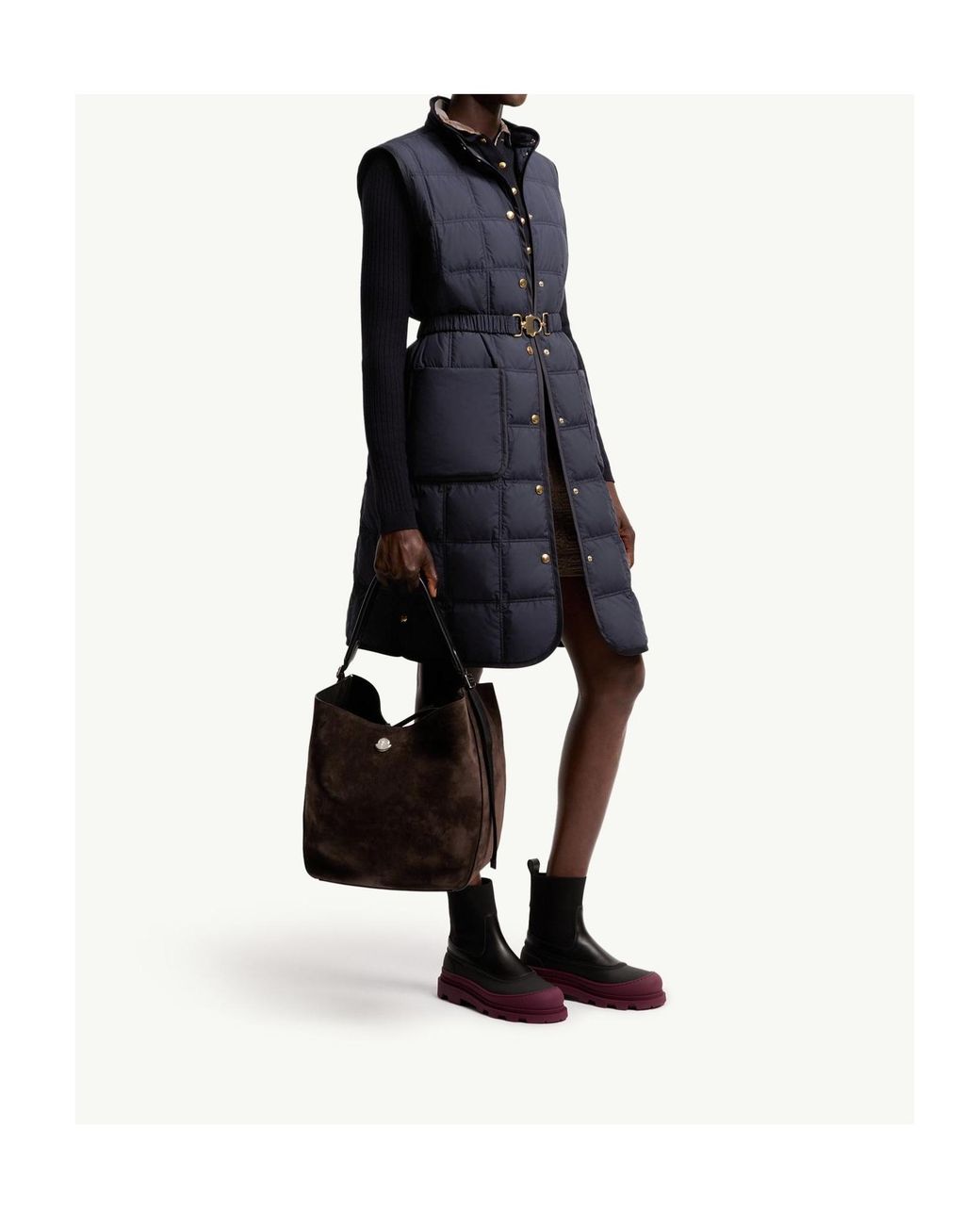 Moncler Black Carlo Suede Shoulder Bag