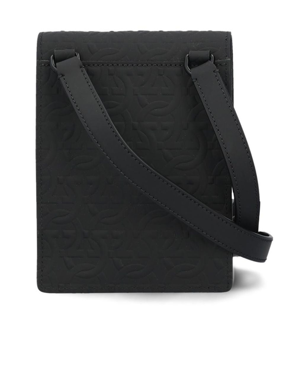 Ferragamo Black Logo Flap Crossbody Bag for men
