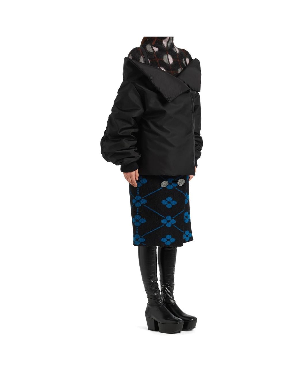 Prada Black Off-Shoulder Padded Re-Nylon Jacket
