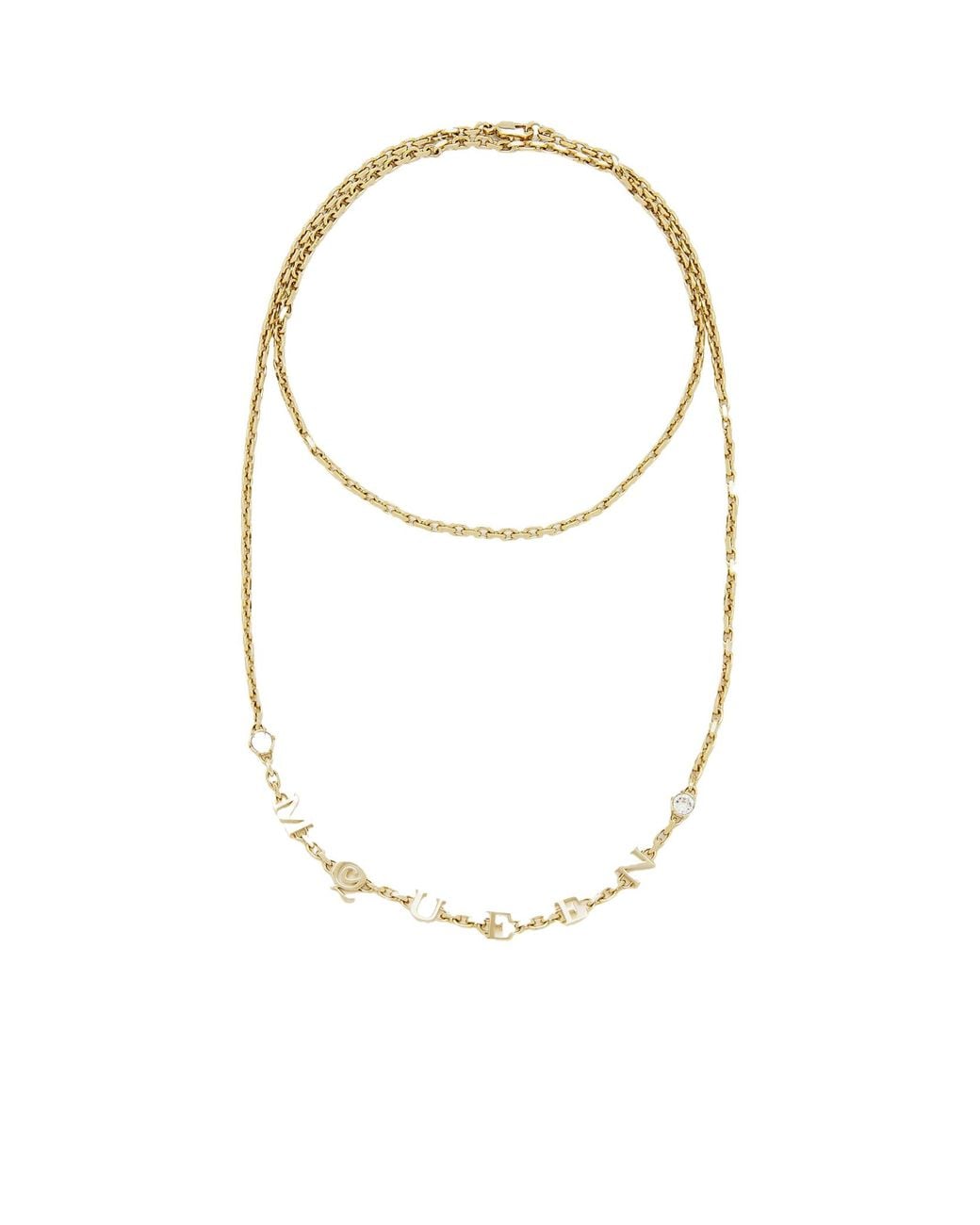 McQueen White Logo Lettering Chained Embellished Necklace